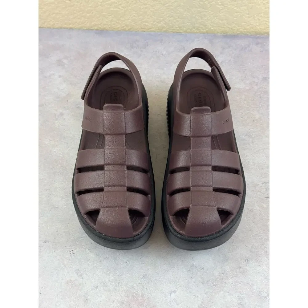 Crocs Women’s Stomp Fisherman Sandal Brown Platform Women's Size 4